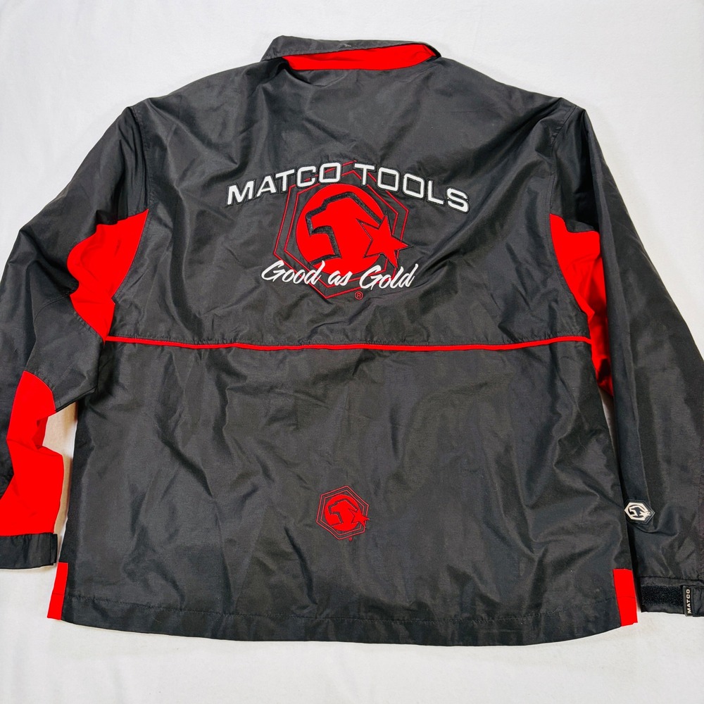 Matco Tools Good As Gold Men's Large Black Red Windbreaker Jacket Rare Mechanic